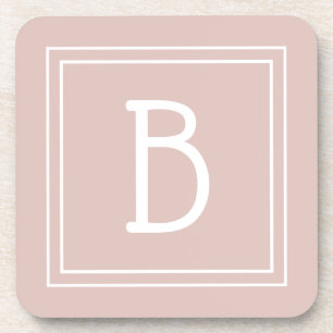 Modernes Farmhaus-Monogramm Rosa & Weiße Initiale Getränkeuntersetzer