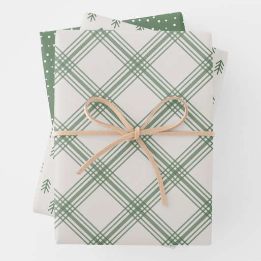 Modernes Farmhouse-Urlaubspapier - grün Geschenkpapier Set (Beispiel)