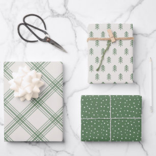 Modernes Farmhouse-Urlaubspapier - grün Geschenkpapier Set