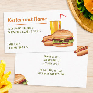 Modernes Fast Food Restaurant Hamburger Diner Gril Visitenkarte