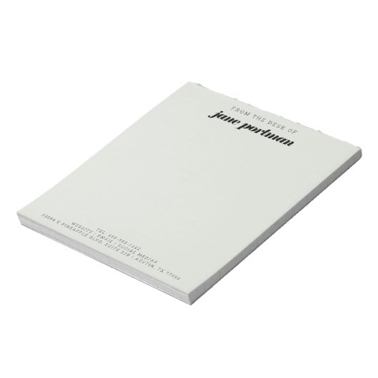 Modernes, feines Blatt Grün vom Schreibtisch des N Notizblock (Rotiert)