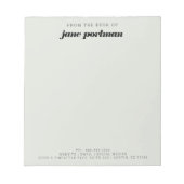 Modernes, feines Blatt Grün vom Schreibtisch des N Notizblock (Vorderseite)