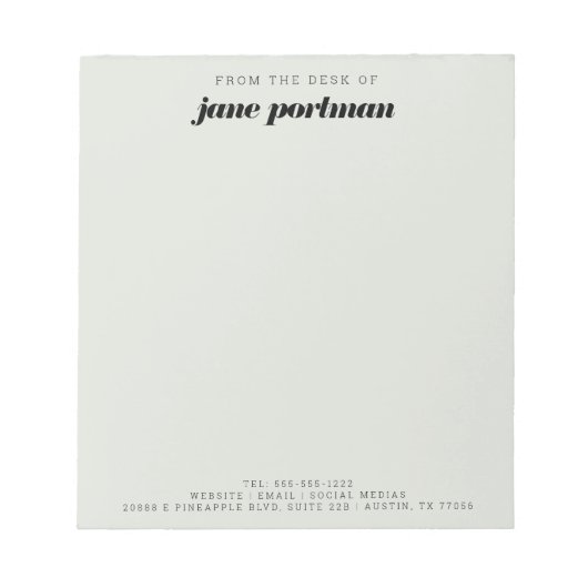 Modernes, feines Blatt Grün vom Schreibtisch des N Notizblock (Vorderseite)