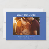 Modernes, feines Blau und Weiß Foto Hochzeitssomme Save The Date (Vorderseite)
