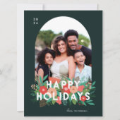 Modernes, feines, blumengeschmücktes Foto Feiertagskarte (Vorderseite)