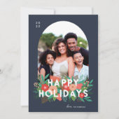 Modernes, feines, blumengeschmücktes Foto Feiertagskarte (Vorderseite)