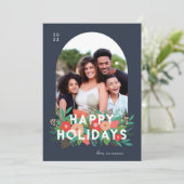 Modernes, feines, blumengeschmücktes Foto Feiertagskarte (Stehend Vorderseite)