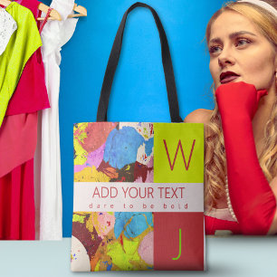 Modernes, feines, elegantes Monogramm Abstrakt Art Tasche