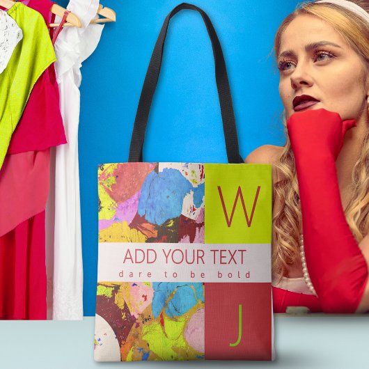 Modernes, feines, elegantes Monogramm Abstrakt Art Tasche