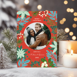 Modernes, feines, florales Weihnachtsfest Foto Feiertagskarte
