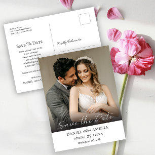 Modernes, feines Foto   Hochzeit Speichern Sie die Postkarte