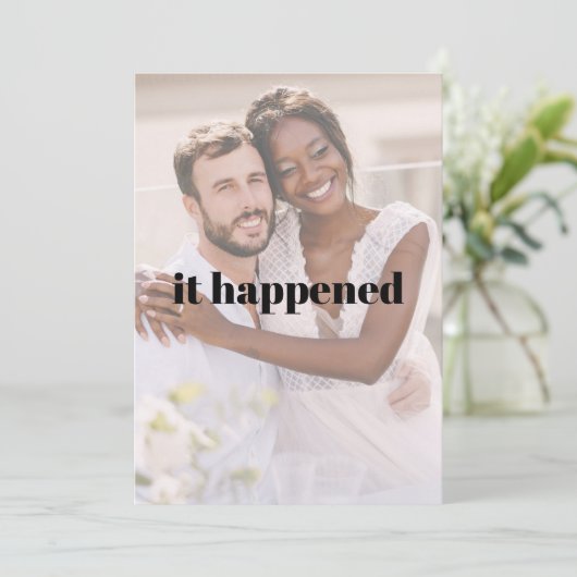 Modernes, feines Foto nur verheiratet Empfang Tren Einladung (Stehend Vorderseite)