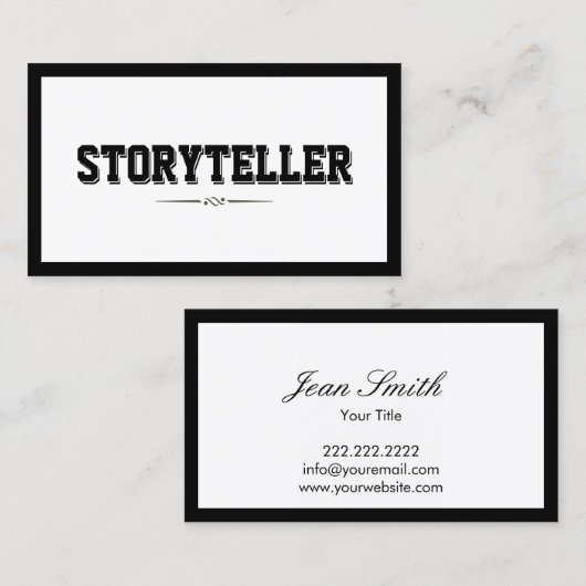 Modernes, feines Frame Typografy Storyteller Visitenkarte (Vorne/Hinten)