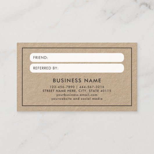 Modernes, feines Kraftpapier für einen Freundschaf Visitenkarte (Rückseite)