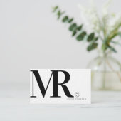 Modernes, feines monochromes Schwarz-weißes Herzer Visitenkarte (Stehend Vorderseite)