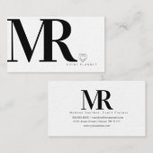 Modernes, feines monochromes Schwarz-weißes Herzer Visitenkarte (Vorne/Hinten)