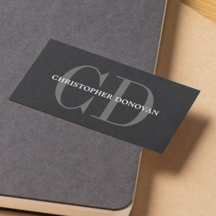 Modernes, feines Monogram Consultant, Black Paper Visitenkarte