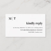 Modernes, feines Monogramm-Hochzeitreferenz-UAWG Begleitkarte (Vorderseite)