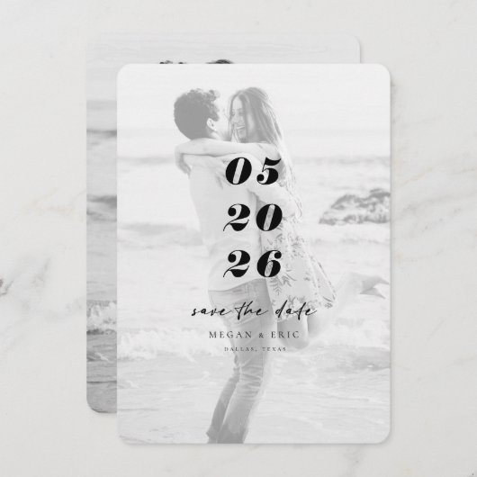 Modernes, feines Overlay-Foto Save the Date (Vorne/Hinten)