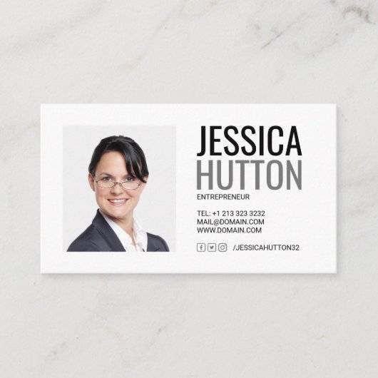 Modernes, feines persönliches Foto Visitenkarte (Vorderseite)