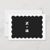 Modernes, feines Premium Black Funky Wedding RSVP Karte (Rückseite)