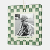 Modernes, feines Retro-Grün-Weihnachts-Schachbrett Keramikornament (Links)