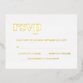 Modernes, feines Retro Letting White REAL Gold UAW Folie Einladungspostkarte (Vorderseite)