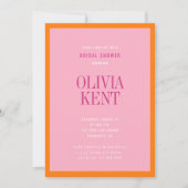 Modernes, feines, rosa Orangefarbenes HochzeitsBra Einladung (Vorderseite)