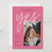 Modernes, feines rosa Rose Big Script Foto Wedding Save The Date (Vorderseite)