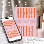 Modernes, feines Rosa und orangefarbener QR-Code E Einladung