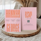 Modernes, feines Rosa und orangefarbener QR-Code E Einladung