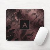 Modernes, feines Rose-Monogramm aus Gold und schwa Mousepad (Mit Mouse)