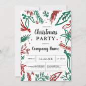 Modernes, feines, rotes, grünes Weihnachtsfest-Par Einladung (Vorderseite)