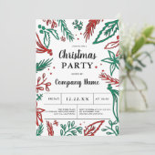 Modernes, feines, rotes, grünes Weihnachtsfest-Par Einladung (Stehend Vorderseite)