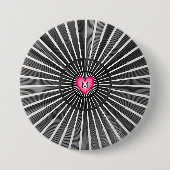 Modernes, feines Schwarz & Rosa HeART einzigartig Button (Vorderseite)