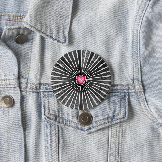 Modernes, feines Schwarz & Rosa HeART einzigartig  Button (Beispiel)