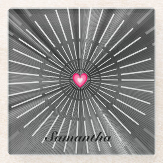 Modernes, feines Schwarz & Rosa HeART einzigartig  Glasuntersetzer