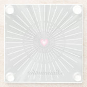 Modernes, feines Schwarz & Rosa HeART einzigartig  Glasuntersetzer (Rückseite)