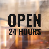 Modernes feines Schwarz "rund um die Uhr geöffnet" Fensteraufkleber (Blatt 2)