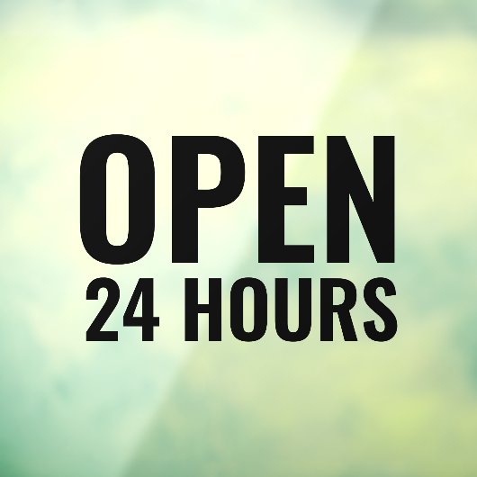 Modernes feines Schwarz "rund um die Uhr geöffnet" Fensteraufkleber (Blatt 3)