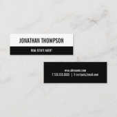 Modernes, feines Schwarz und Weiß Mini Visitenkarte (Vorne/Hinten)