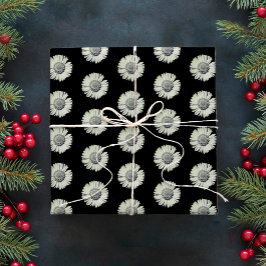 Modernes, feines Schwarz-Weiß-Daisy-Muster stilvol Geschenkpapier