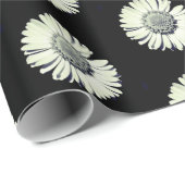 Modernes, feines Schwarz-Weiß-Daisy-Muster stilvol Geschenkpapier (Rolleneckpunkt)