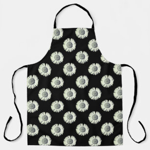 Modernes, feines Schwarz-Weiß-Daisy-Muster stilvol Schürze