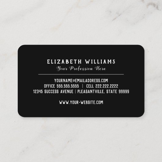 Modernes, feines Schwarz-Weiß-Muster Visitenkarte (Rückseite)