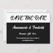 Modernes, feines Schwarz-Weiß-Script Save The Date (Vorderseite)
