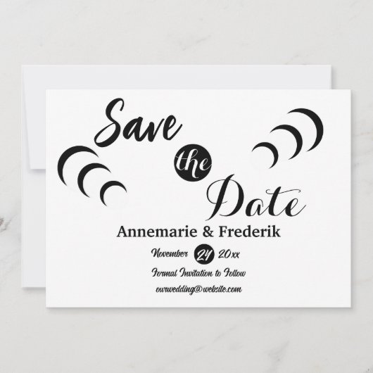 Modernes, feines Schwarz-Weiß-Script Save The Date (Vorderseite)