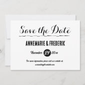 Modernes, feines Schwarz-Weiß-Script Save The Date (Vorderseite)