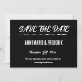Modernes, feines Schwarz-Weiß-Script Save The Date (Vorderseite)