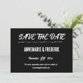 Modernes, feines Schwarz-Weiß-Script Save The Date (Stehend Vorderseite)